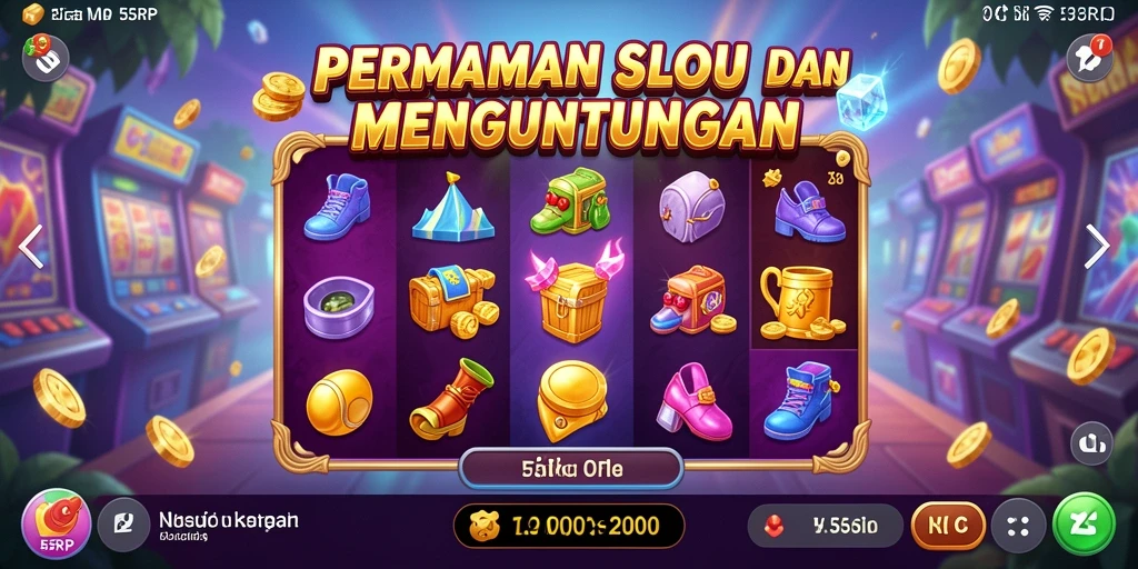 Menampilkan gameplay seru dari 55RP dengan mesin slot yang bervariasi.