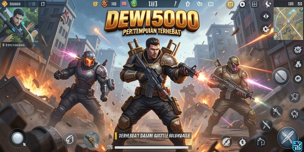 Tampilan gameplay DEWI5000 yang intens dan seru dalam pertempuran Battle Royale.