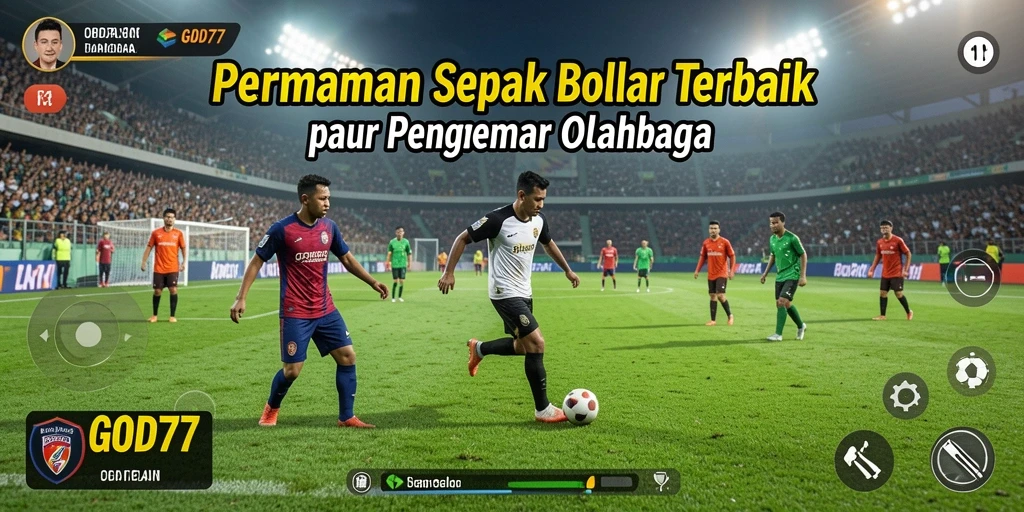 Tampilan gameplay menegangkan dari GOD77 dengan aksi sepak bola seru.