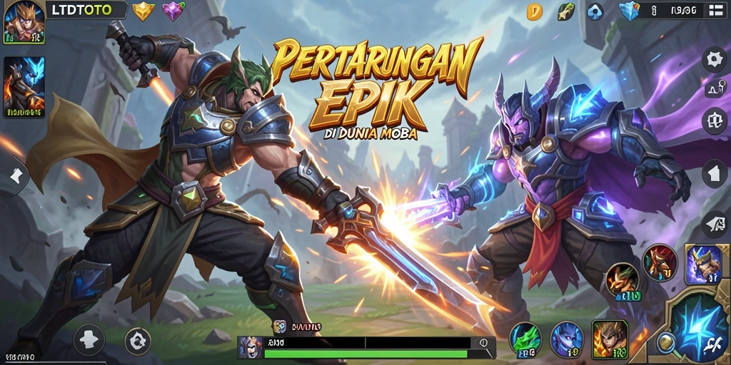 Screenshot LTDTOTO menampilkan aksi seru dalam pertarungan MOBA.