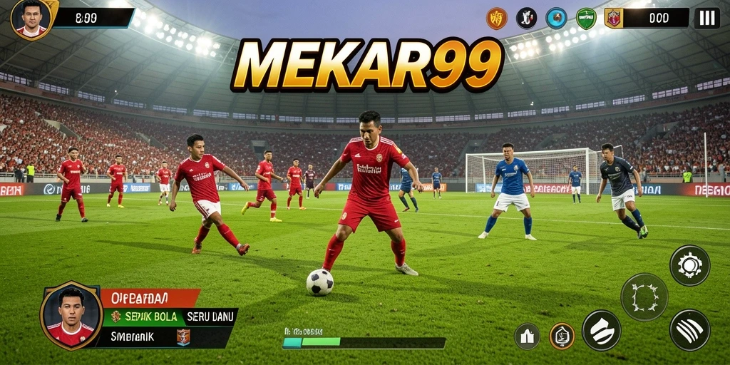 Tampilan gameplay <strong>MEKAR99</strong> yang seru dan menegangkan di lapangan sepak bola.