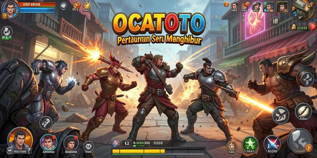 Screenshot gameplay OCATOTO yang menunjukkan pertarungan epik antara dua karakter.