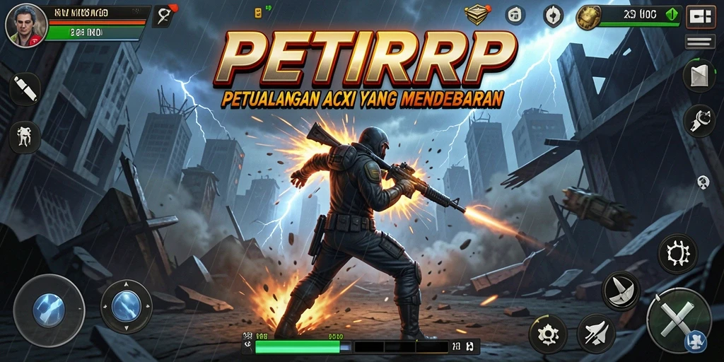 Screenshot gameplay PETIRRP menampilkan pertarungan aksi yang mendebarkan.