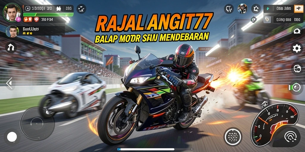 Tampilan gameplay seru dari RAJALANGIT77 dengan aksi balap motor yang mendebarkan.