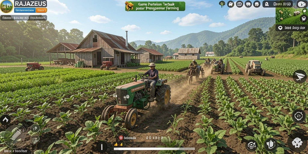 Tampilan gameplay RAJAZEUS yang menarik saat bertani.